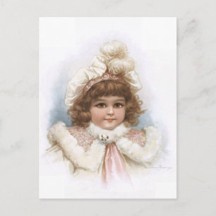 Frances Brundage - Little Girl med Päls Collar Vykort