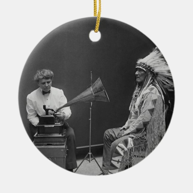 Frances Densmore Audio Recording Blackfoot Julgransprydnad Keramik (Framsidan)
