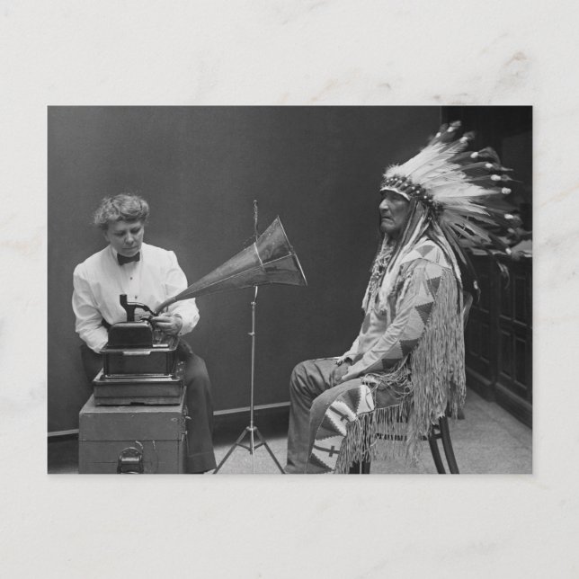 Frances Densmore Audio Recording Blackfoot Vykort (Framsida)