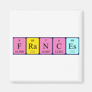 Frances periodiska magnet bord namn