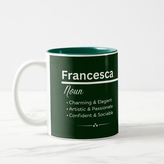 Francesca Personalized Name Coffee Mug Två-Tonad Mugg (Vänster)