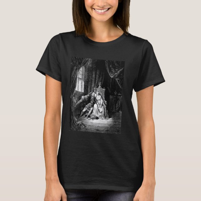 Francesca Rimini Gustave Dore Divine Comedy Dantes T Shirt (Framsida)