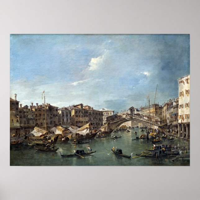 Francesco Guardi Grand Canal med Rialto Poster (Framsidan)