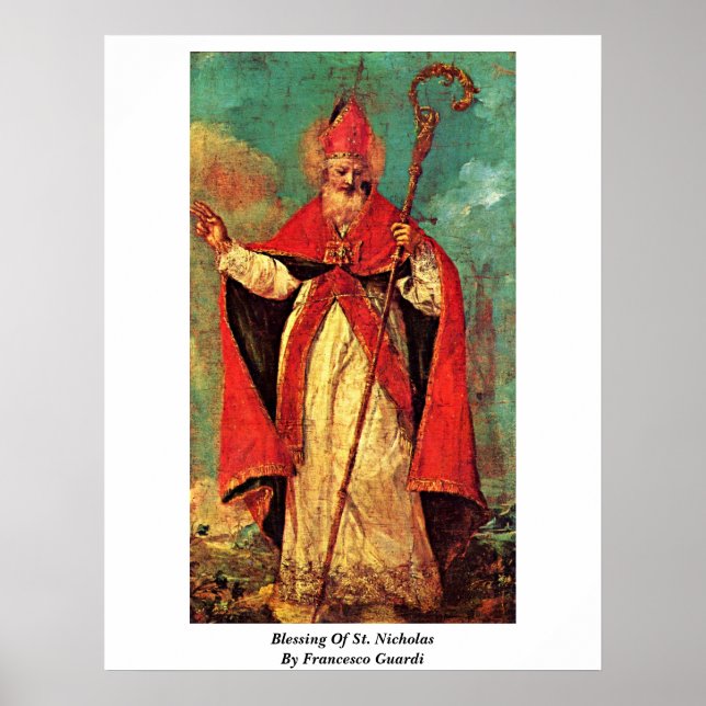 Francesco Guardis välsignelse av St. Nicholas Poster (Framsidan)
