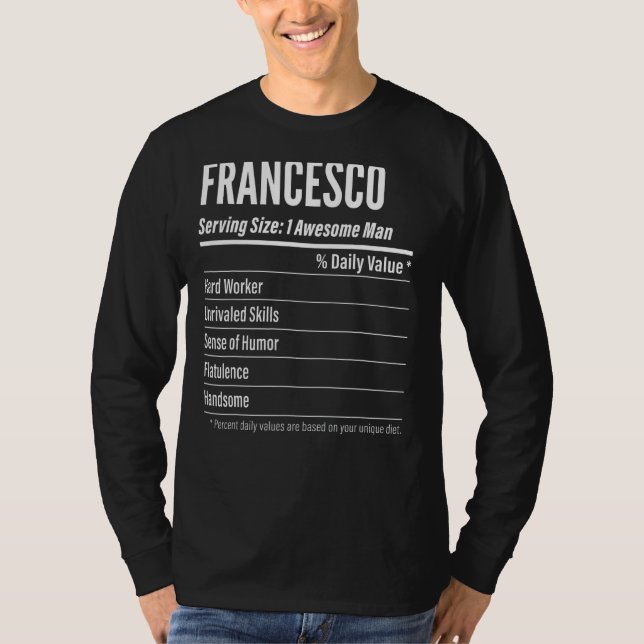 Francesco Serving Storlek Nutrition Label Calories T Shirt (Framsida)