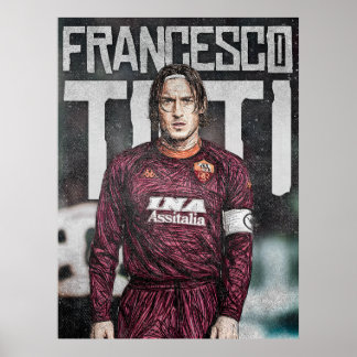 Francesco Totti AS Roma 2000-talet Retro Stil Sket Poster