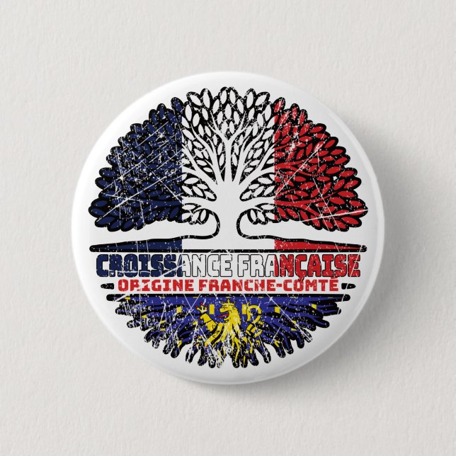Franche-Comté Franc-Comtois Fransk Frankrike Träd Knapp (Framsida)