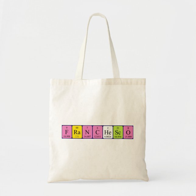 Franchescos periodiska bord namn tote bag tygkasse (Framsidan)