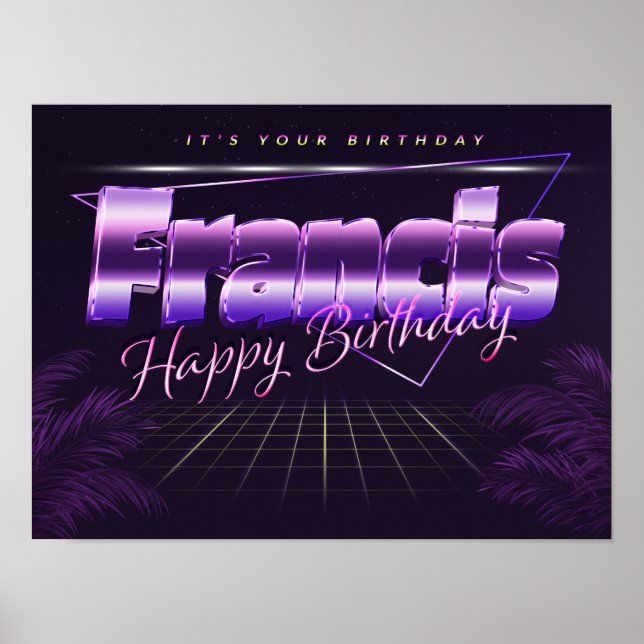 Francis Name Vorname lila retro Poster Geburtstag (Framsidan)