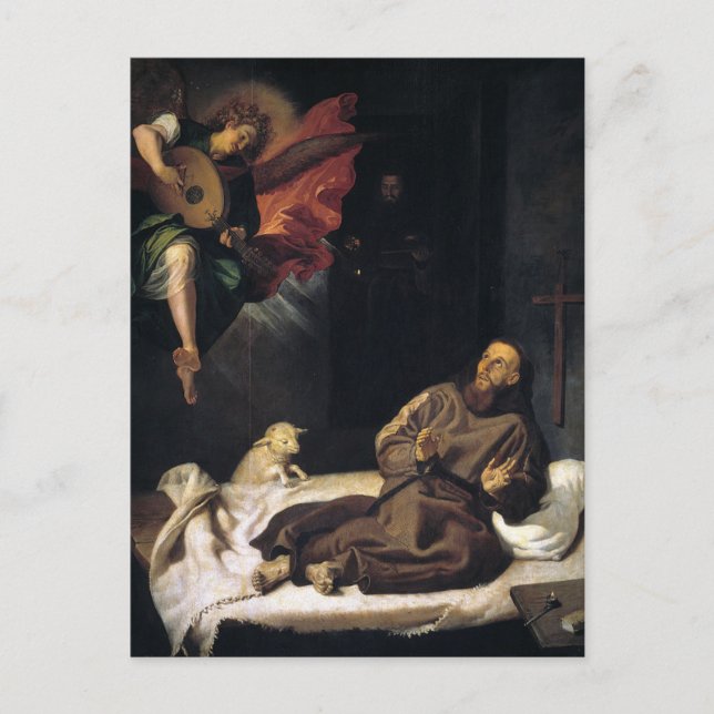 Francis of Assisi med ängelmusik Vykort (Framsida)