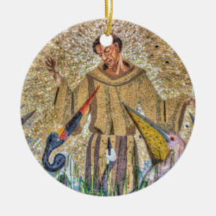 Francis of Assisi Mosaic Julgransprydnad Keramik