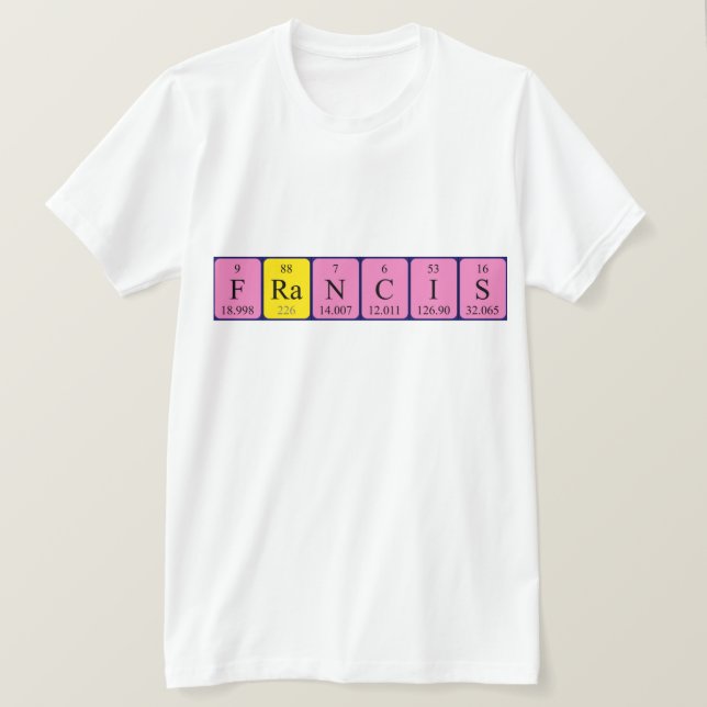 Francis periodisk skjorta bord namn t-shirt (Design framsida)