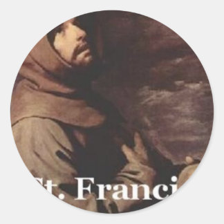 Franciscan-presenten Intense St Francis Assisi Runt Klistermärke