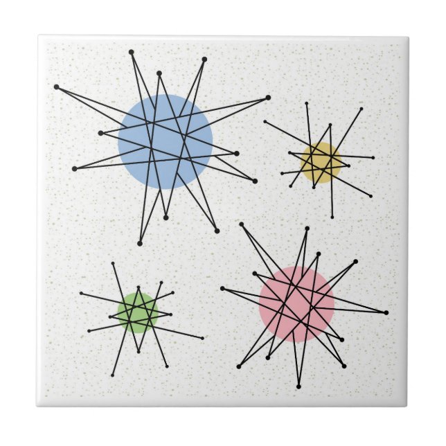 Franciscan Starburst 4 i mitten av århundradet Kakelplatta (Framsidan)