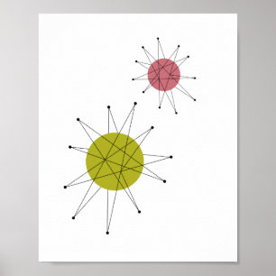 Franciscan Starburst Avocado Grönt Rosa Midsekunde Poster