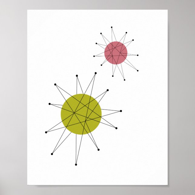 Franciscan Starburst Avocado Grönt Rosa Midsekunde Poster (Framsidan)