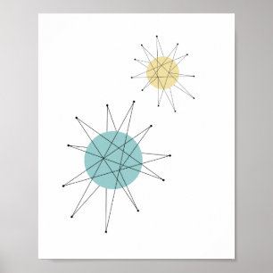 Franciscan Starburst Mid Century Atomisk Poster