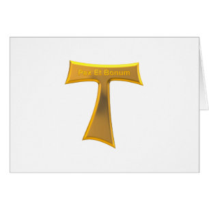 Franciscan Tau Kor Pax Et Bonum Guld Metallic Hälsningskort