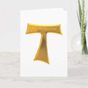 Franciscan Tau Kor Pax Et Bonum Guld Metallic Helgkort