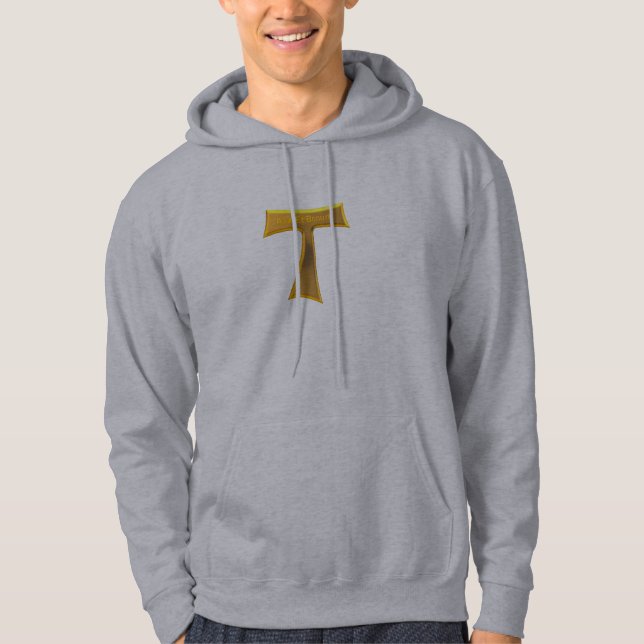 Franciscan Tau Kor Pax Et Bonum Guld Metallic Hoodie (Framsida)