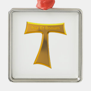 Franciscan Tau Kor Pax Et Bonum Guld Metallic Julgransprydnad Metall