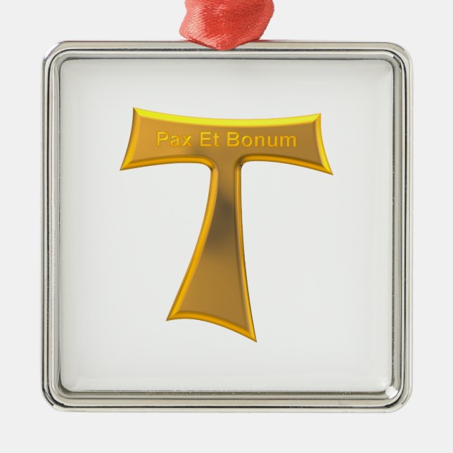 Franciscan Tau Kor Pax Et Bonum Guld Metallic Julgransprydnad Metall (Framsidan)