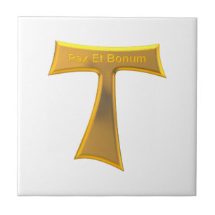Franciscan Tau Kor Pax Et Bonum Guld Metallic Kakelplatta