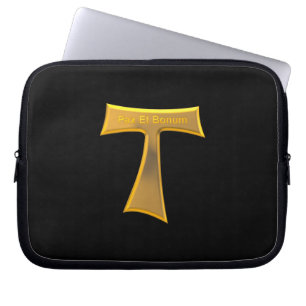 Franciscan Tau Kor Pax Et Bonum Guld Metallic Laptop Fodral