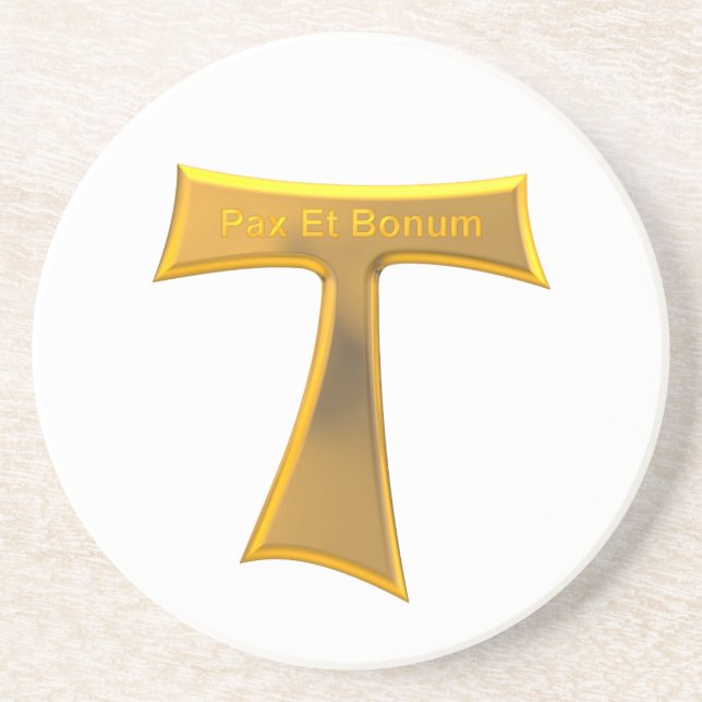 Franciscan Tau Kor Pax Et Bonum Guld Metallic Underlägg (Framsidan)