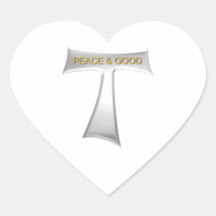 Franciscan Tau Kor Peace and Bra Silver & Guld Hjärtformat Klistermärke