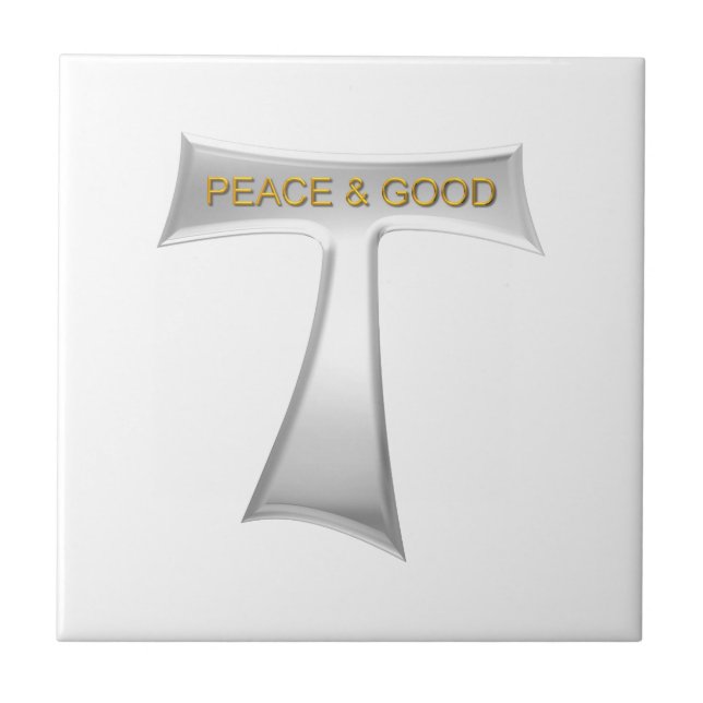 Franciscan Tau Kor Peace and Bra Silver & Guld Kakelplatta (Framsidan)