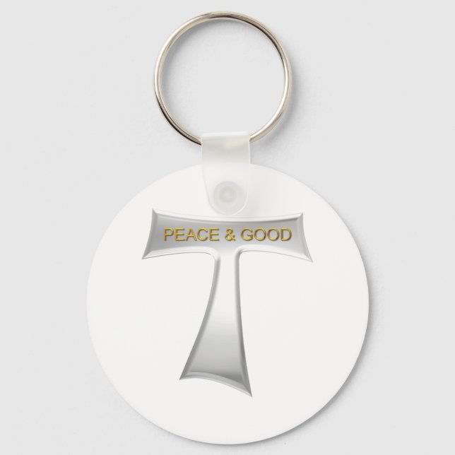 Franciscan Tau Kor Peace and Bra Silver & Guld Nyckelring (Framsida)