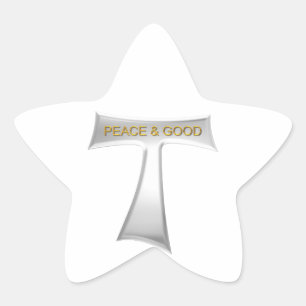 Franciscan Tau Kor Peace and Bra Silver & Guld Stjärnformat Klistermärke