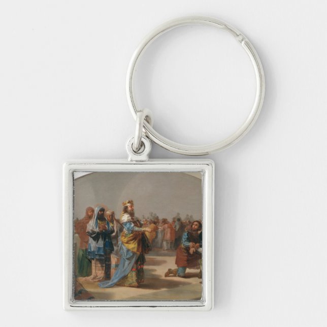 Francisco Jose de Goya y Lucientes | parabelnollan Fyrkantig Silverfärgad Nyckelring (Framsidan)
