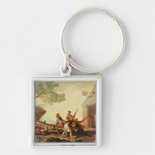 Francisco Jose de Goya y Lucientes slagsmål på Fyrkantig Silverfärgad Nyckelring