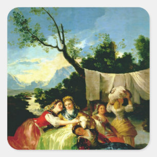 Francisco Jose de Goya y Lucientes Washerwom Fyrkantigt Klistermärke