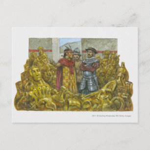 Francisco Pizarro bredvid Inca Emperor Atahualpa Vykort