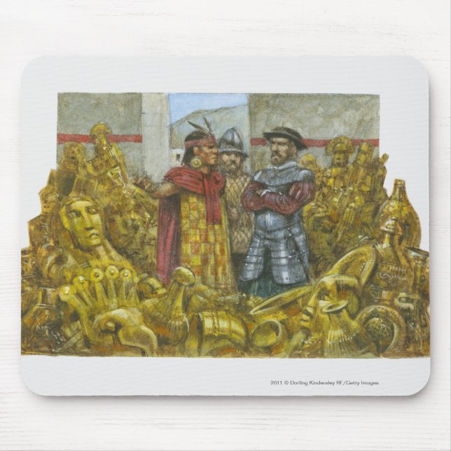 Francisco Pizarro bredvid Incakejsaren Atahualpa Musmatta (Framsidan)