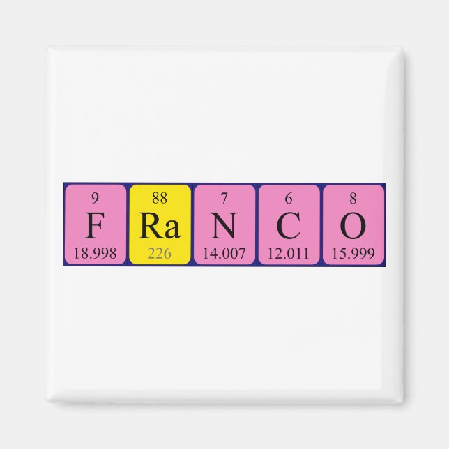 Franco Periodisk bord namn magnet (Framsidan)