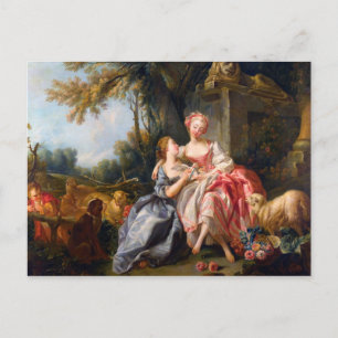 Francois Boucher Billet Dou rococo dam art Vykort