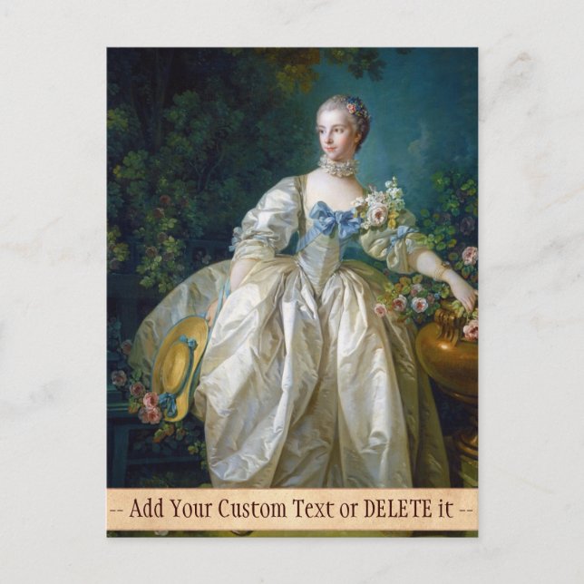 FRANCOIS BOUCHER - MADAME BERGERET porträtt art Vykort (Framsida)