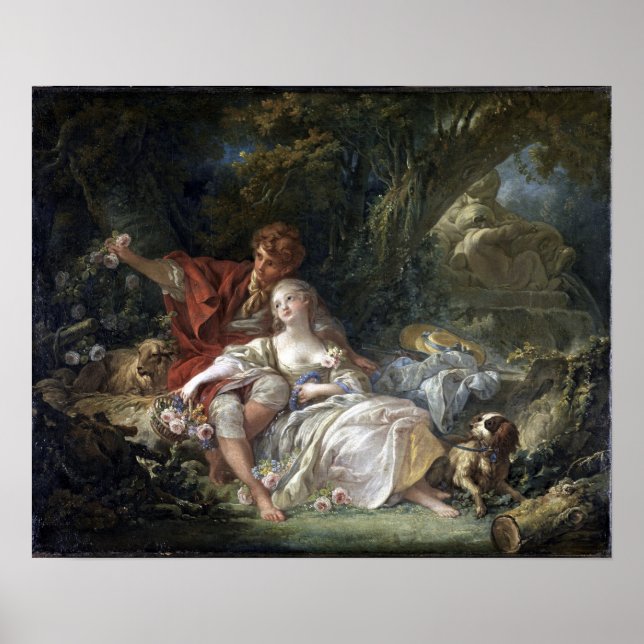 François Boucher Shepherd och Shepherdes Poster (Framsidan)