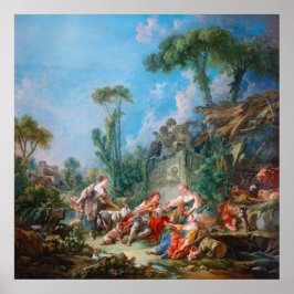 francois boucher shepherd's idyll rococo scenery poster
