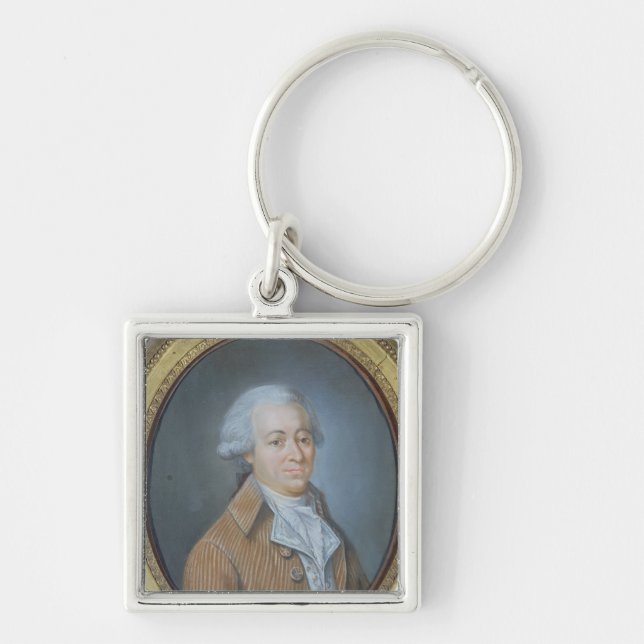 Francois Buzot 1792 Fyrkantig Silverfärgad Nyckelring (Framsidan)