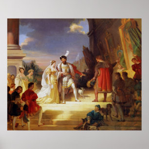 Francois mig med Leonardo Da Vinci Poster