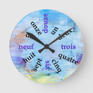 Francophone Numbers Abstrakt Paint Round Clock Rund Klocka
