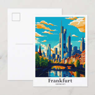 Franfurt Tyskland Art Vintage resor Illustration Vykort
