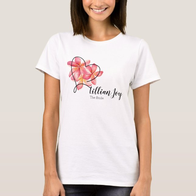 Frangipane Watercolour Blomma Brud & Brudtärnor T Shirt (Framsida)
