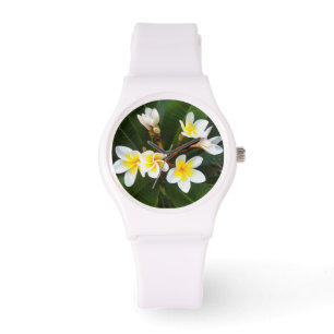 Frangipani Blommar Cluster Artistic Stil Armbandsur