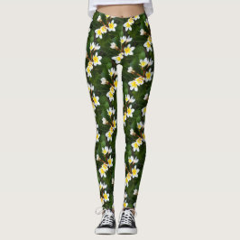 Frangipani Blommar Cluster Artistic Stil Leggings
